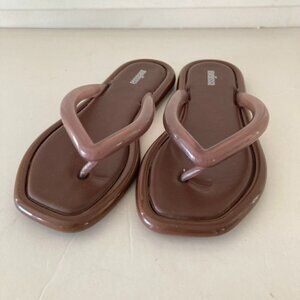 Melissa Free People Terrace Time Brown Jelly Thong Sandals Sz 7